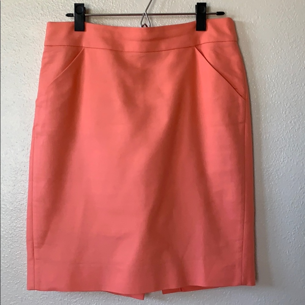 J.Crew Coral Pencil Skirt with Pockets